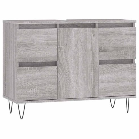 Szürke sonoma színű szerelt fa mosdószekrény 80 x 33 x 60 cm