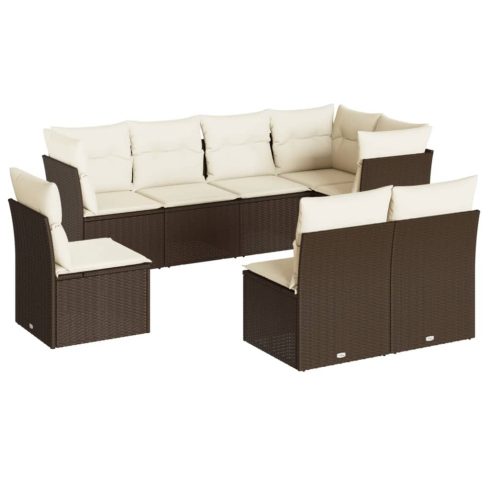 8 részes barna polyrattan kerti ülőgarnitúra párnákkal