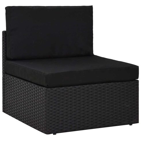 6 részes fekete polyrattan kerti ülőgarnitúra párnákkal