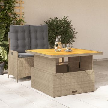   2 részes bézs polyrattan kerti étkezőgarnitúra párnákkal