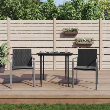   3 részes polyrattan és acél kerti étkezőgarnitúra párnával