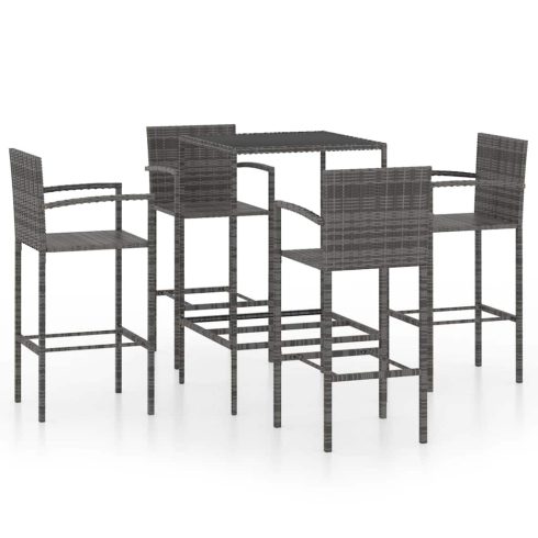 5 darabos szürke polyrattan kerti bárszett