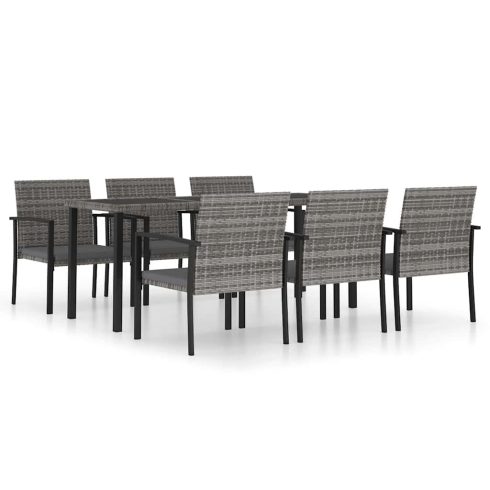7 részes szürke polyrattan kerti étkezőgarnitúra