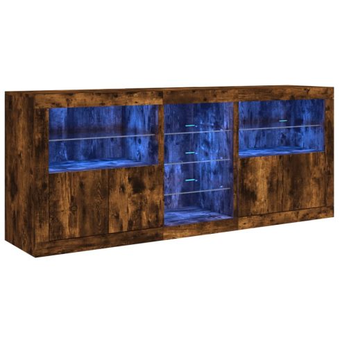 Füstös tölgy színű tálalószekrény LED-ekkel 162 x 37 x 67 cm