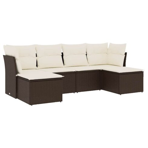 6 részes barna polyrattan kerti ülőgarnitúra párnával