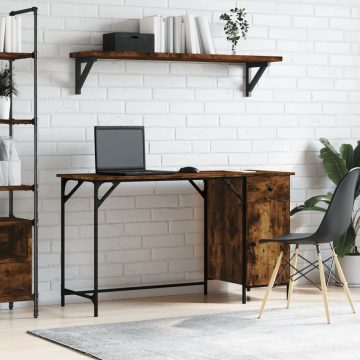   Füstös tölgy színű szerelt fa számítógépasztal 131 x 48 x 75 cm