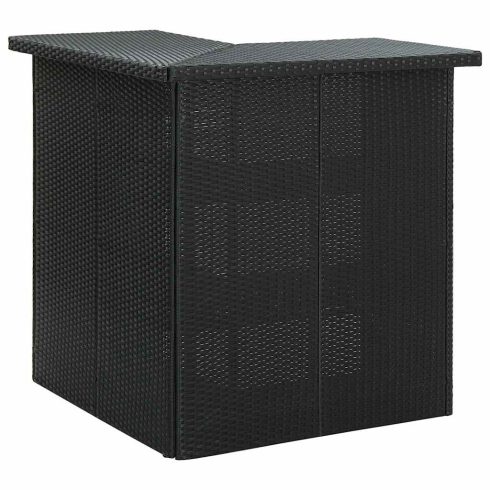 4 részes fekete polyrattan kerti bárszett párnával