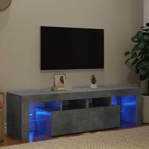 Betonszürke TV-szekrény LED-lámpákkal 140 x 36,5 x 40 cm