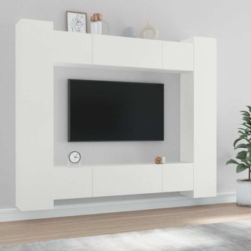 8 részes fehér szerelt fa TV-szekrényszett