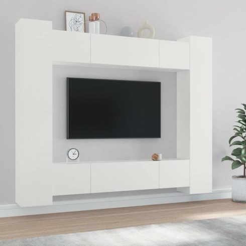 8 részes fehér szerelt fa TV-szekrényszett