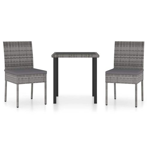 3 részes szürke polyrattan kerti étkezőgarnitúra