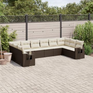   10 részes barna polyrattan kerti ülőgarnitúra párnákkal