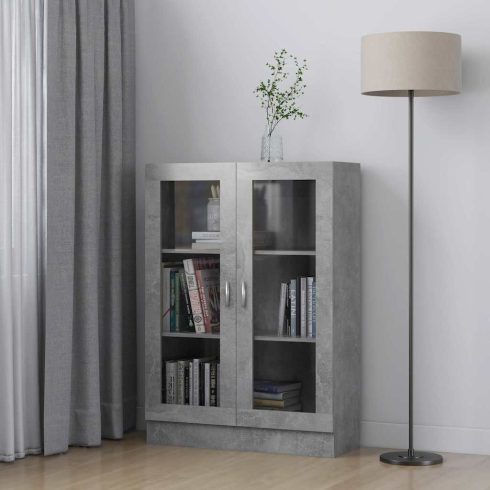Betonszürke szerelt fa vitrinszekrény 82,5 x 30,5 x 115 cm