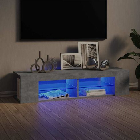 Betonszürke TV-szekrény LED-lámpákkal 135 x 39 x 30 cm