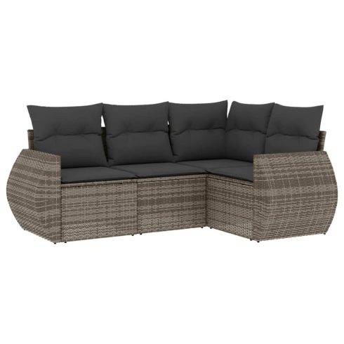 4 részes szürke polyrattan kerti ülőgarnitúra párnákkal