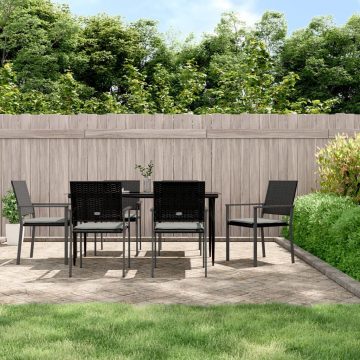  7 részes polyrattan és acél kerti étkezőgarnitúra párnával