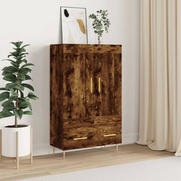   Füstös tölgy színű szerelt fa magasszekrény 69,5 x 31 x 115 cm
