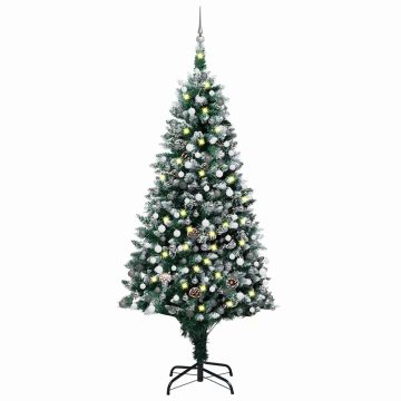   LED-es műkarácsonyfa gömbkészlettel és tobozokkal 210 cm
