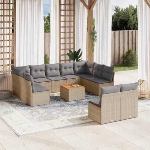 Patio Sofa Set 11-személyes Keverék bézs és világos szürke