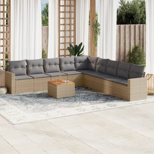 Garden Sofa Set 9-személyes Keverék bézs és világos szürke