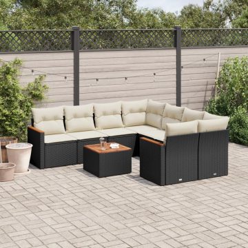 Patio Sofa Set 9-személyes Black and Cream