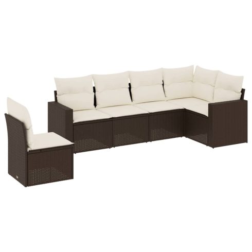 6 részes barna polyrattan kerti ülőgarnitúra párnával