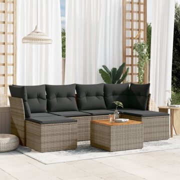   7 részes szürke polyrattan kerti ülőgarnitúra párnákkal