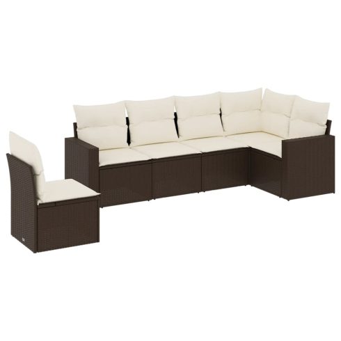 6 részes barna polyrattan kerti ülőgarnitúra párnával
