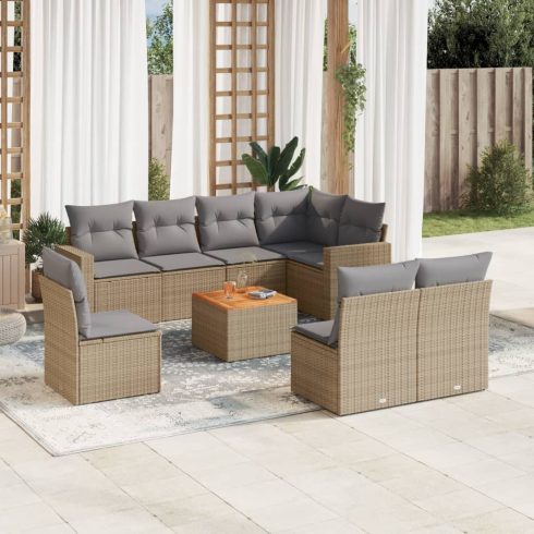 Patio Sofa Set 9-személyes Keverék bézs és világos szürke