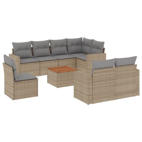 Patio Sofa Set 9-személyes Keverék bézs és világos szürke