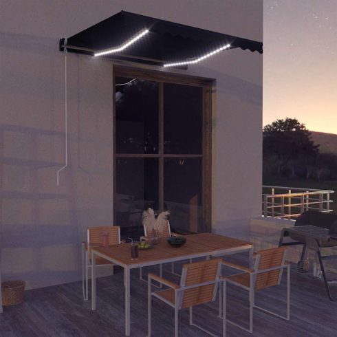 Kézi napellenző napelemes LED-del 3 x 2,5 m Antracitszürke