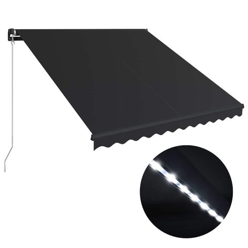Kézi napellenző napelemes LED-del 3 x 2,5 m Antracitszürke
