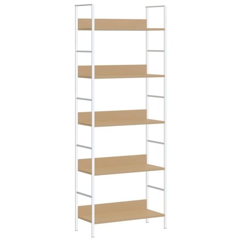 5 szintes tölgyszínű szerelt fa könyvespolc 60x27,6x158,5 cm