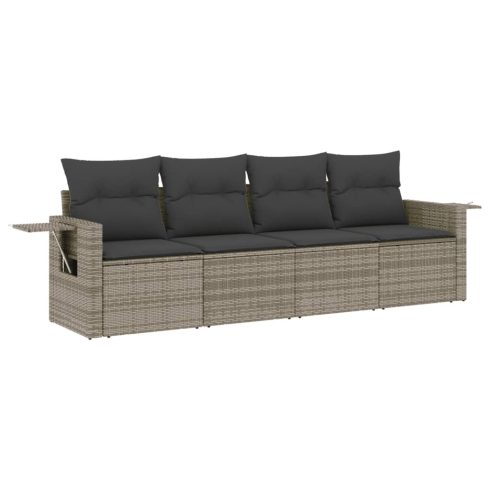 4 részes szürke polyrattan kerti ülőgarnitúra párnákkal