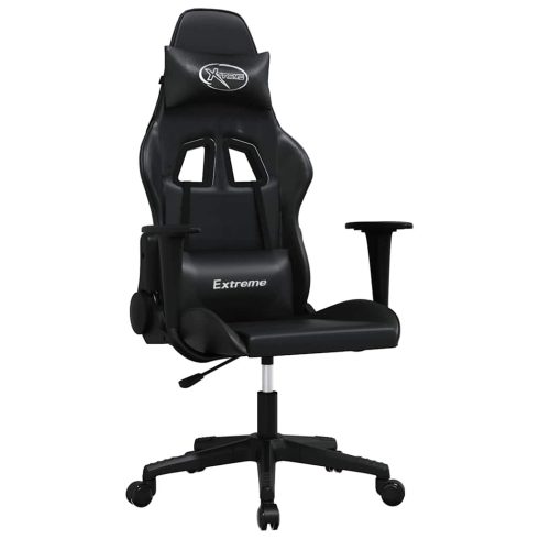 Fekete műbőr masszázs gamer-szék