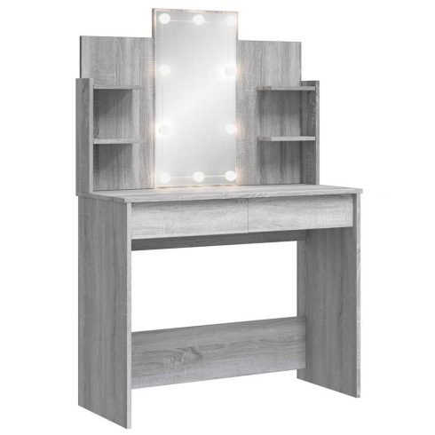 Szürke sonoma színű fésülködőasztal LED-del 96x40x142 cm