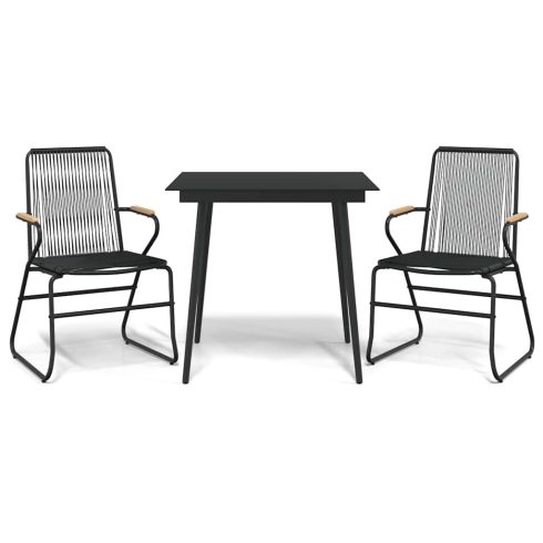 3 részes fekete PVC rattan kerti étkezőgarnitúra