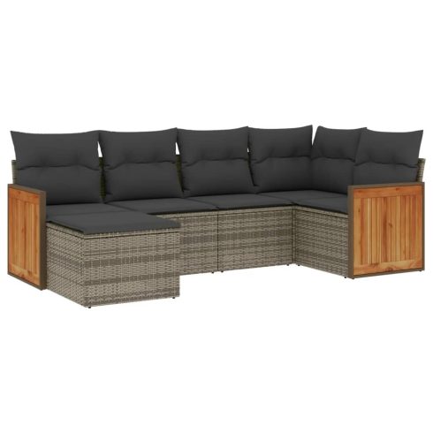 6 részes szürke polyrattan kerti ülőgarnitúra párnákkal