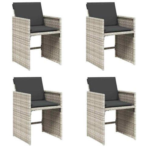 4 db világosszürke polyrattan kerti szék párnával