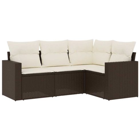 4 részes barna polyrattan kerti ülőgarnitúra párnákkal