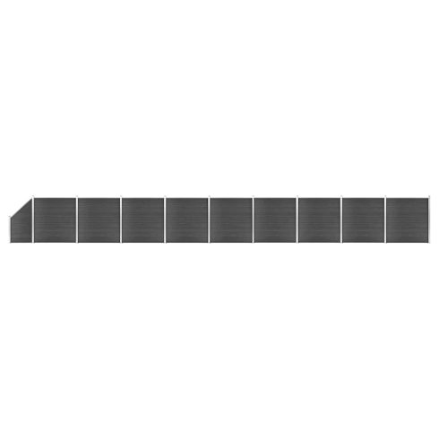 Fekete WPC kerítéspanelszett 1657 x (105-186) cm