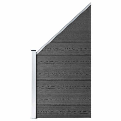 Fekete WPC kerítéspanelszett 1657 x (105-186) cm