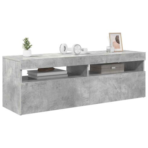 Betonszürke TV-szekrény LED-lámpákkal 120 x 35 x 40 cm