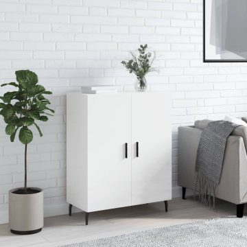   Magasfényű fehér szerelt fa tálalószekrény 69,5 x 34 x 90 cm