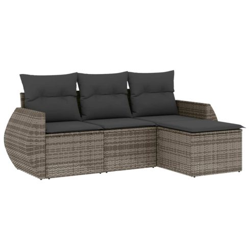 4 részes szürke polyrattan kerti ülőgarnitúra párnákkal