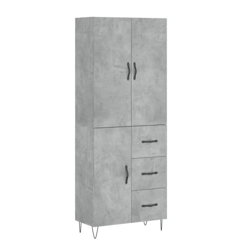 Betonszürke szerelt fa magasszekrény 69,5 x 34 x 180 cm