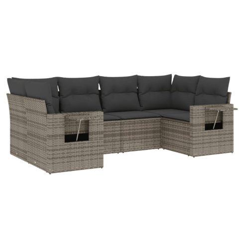 6 részes szürke polyrattan kerti ülőgarnitúra párnákkal