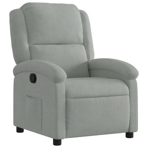 Világosszürke bársony relaxfotel