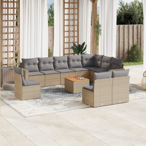 Patio Sofa Set 11-személyes Keverék bézs és világos szürke