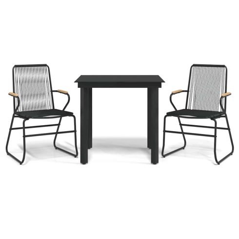 3 részes fekete PVC rattan kerti étkezőgarnitúra